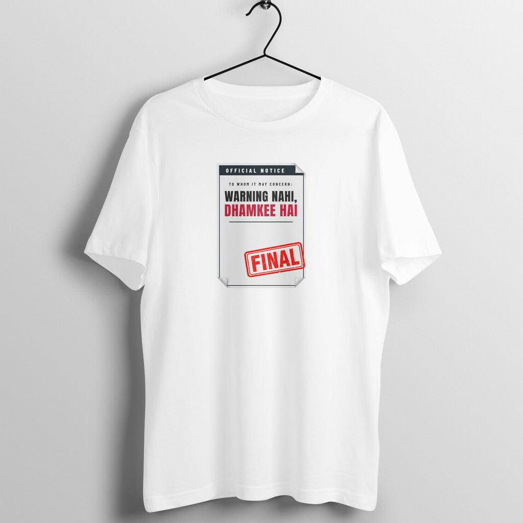 Warning Hai box fit gym t shirt for women in White, front view