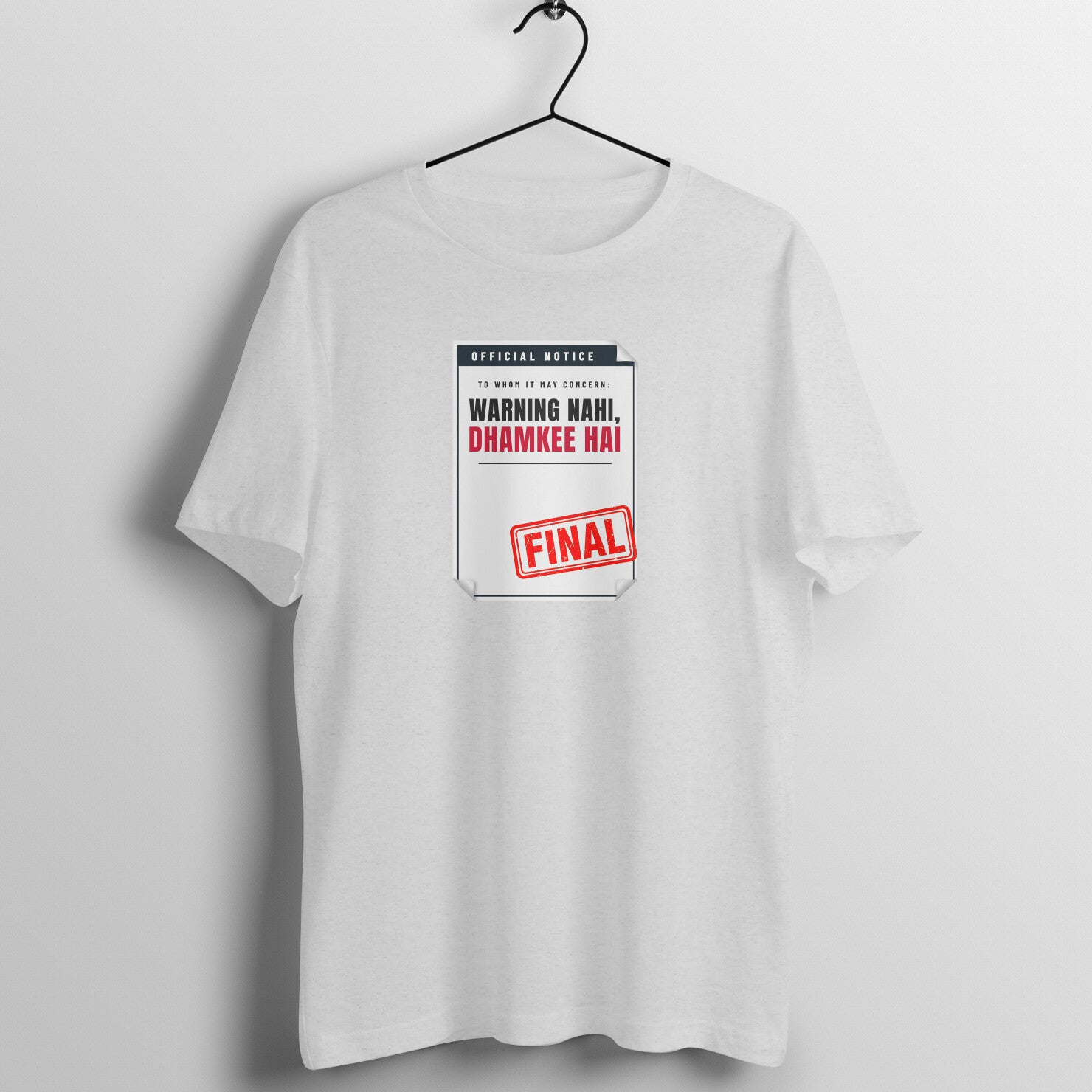 Warning Hai box fit gym t shirt for women in Melange Grey, front view