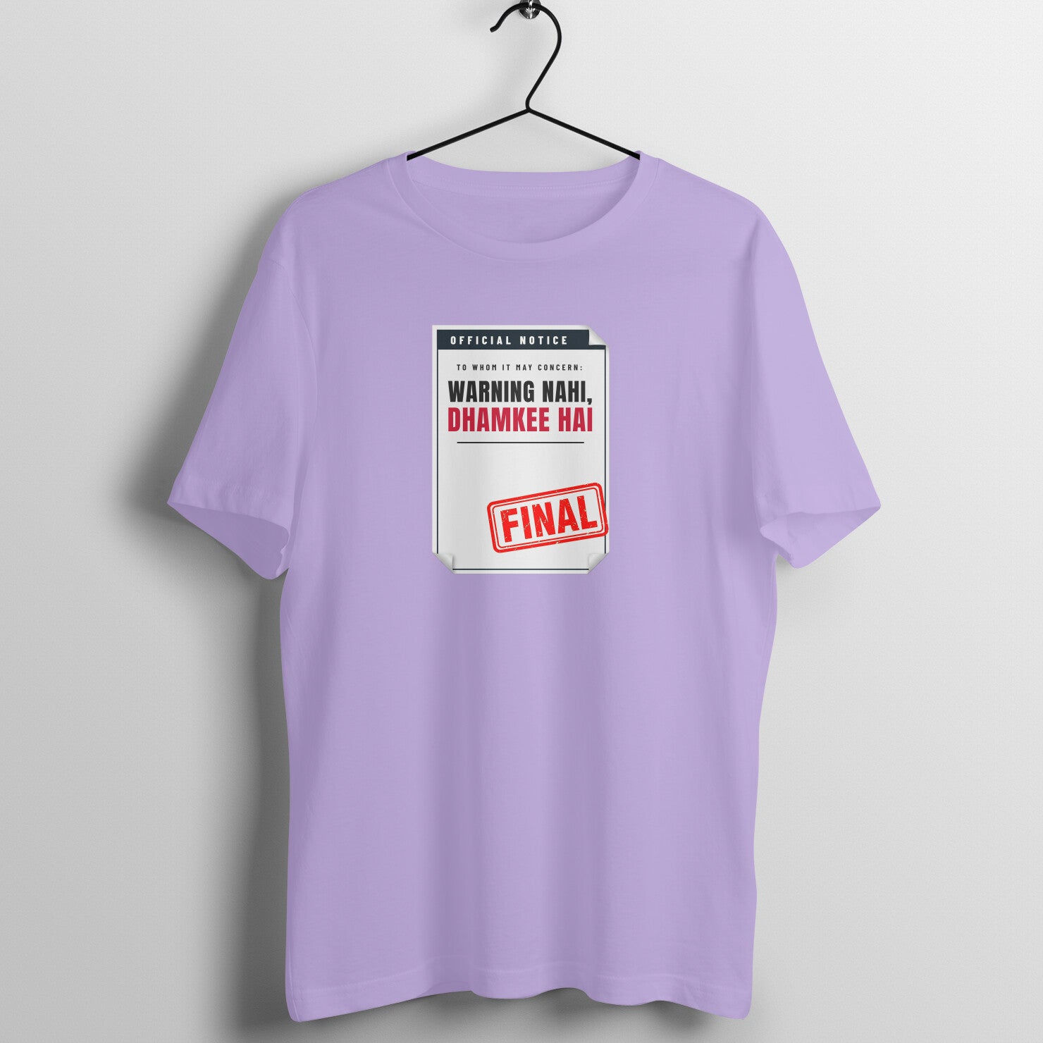Warning Hai box fit gym t shirt for women in Iris Lavender, front view