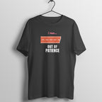 I Run Out Of Patience box fit gym t shirt for women in Black, front view