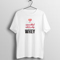 Committed To Whey box fit gym t shirt for women in White, front view