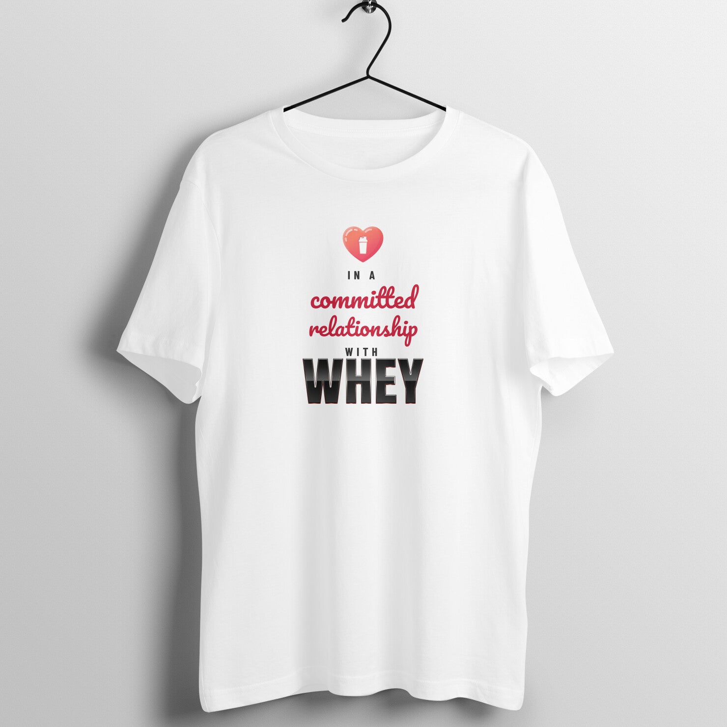 Committed To Whey box fit gym t shirt for women in White, front view
