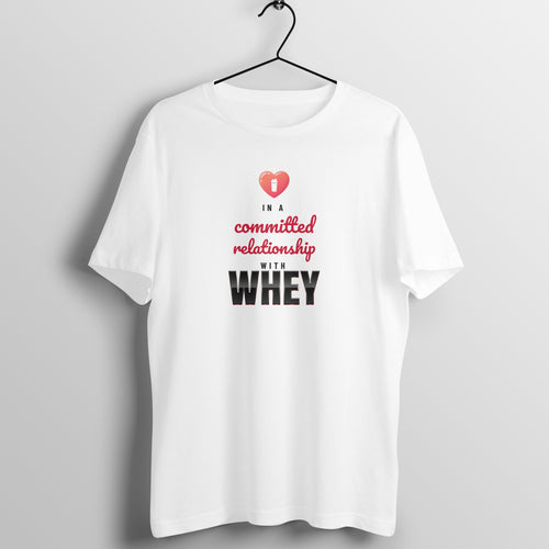 Committed To Whey box fit gym t shirt for women in White, front view