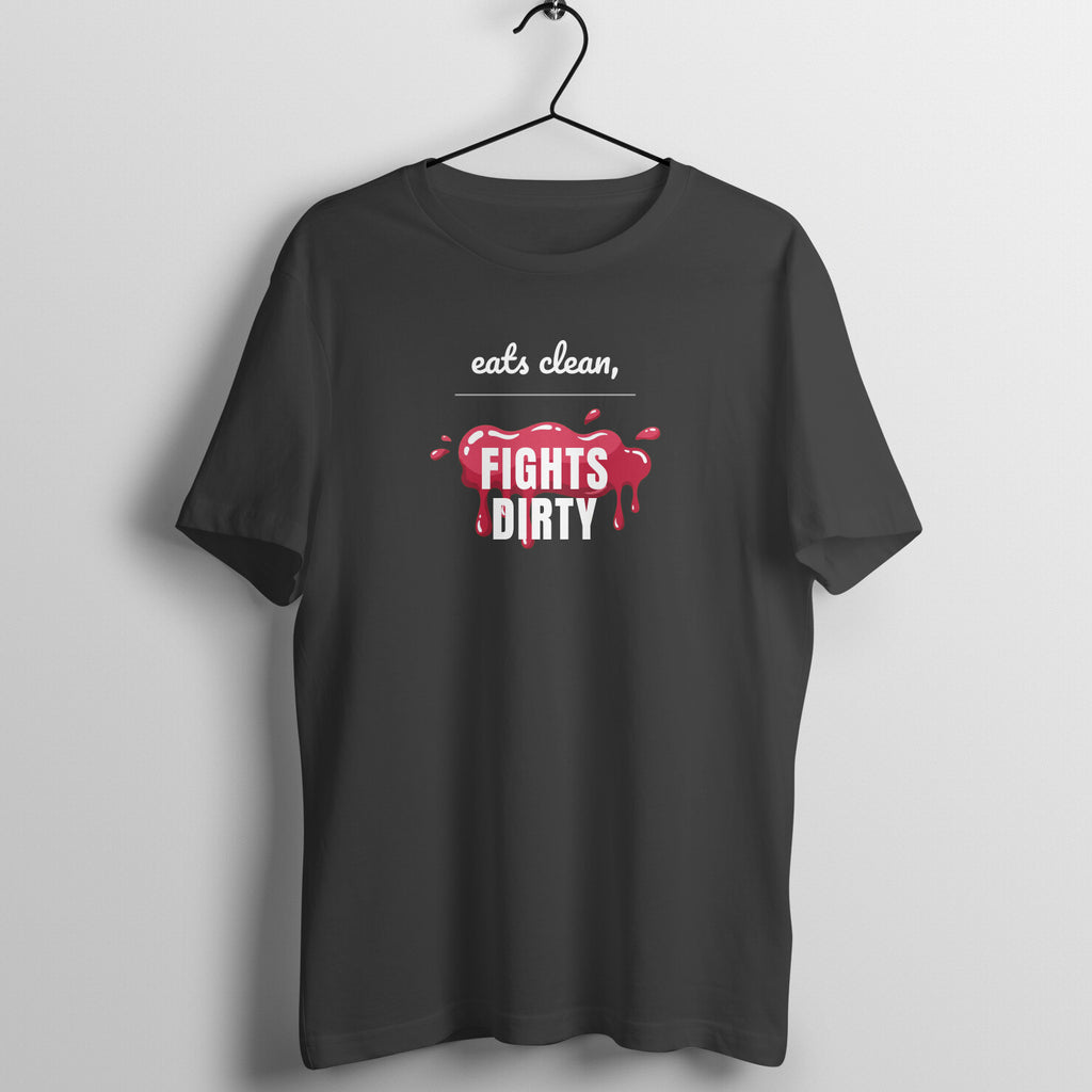 Fights Dirty box fit gym t shirt for women in Black, front view