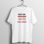 Squats & Regrets box fit gym t shirt for women in White, front view