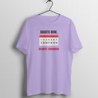 Squats & Regrets box fit gym t shirt for women in Iris Lavender, front view