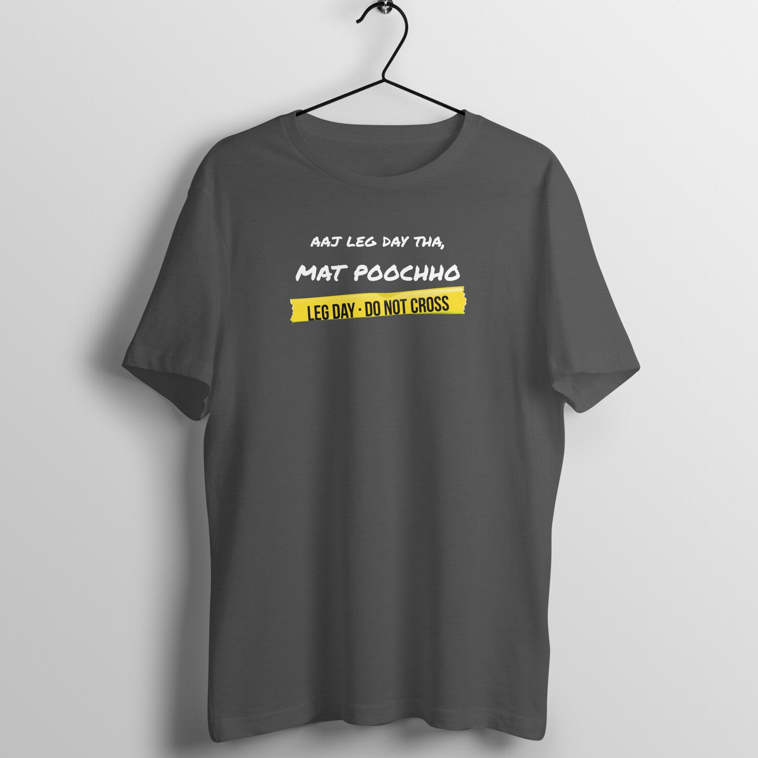 Mat Poochho box fit gym t shirt for women in Charcoal Grey, front view