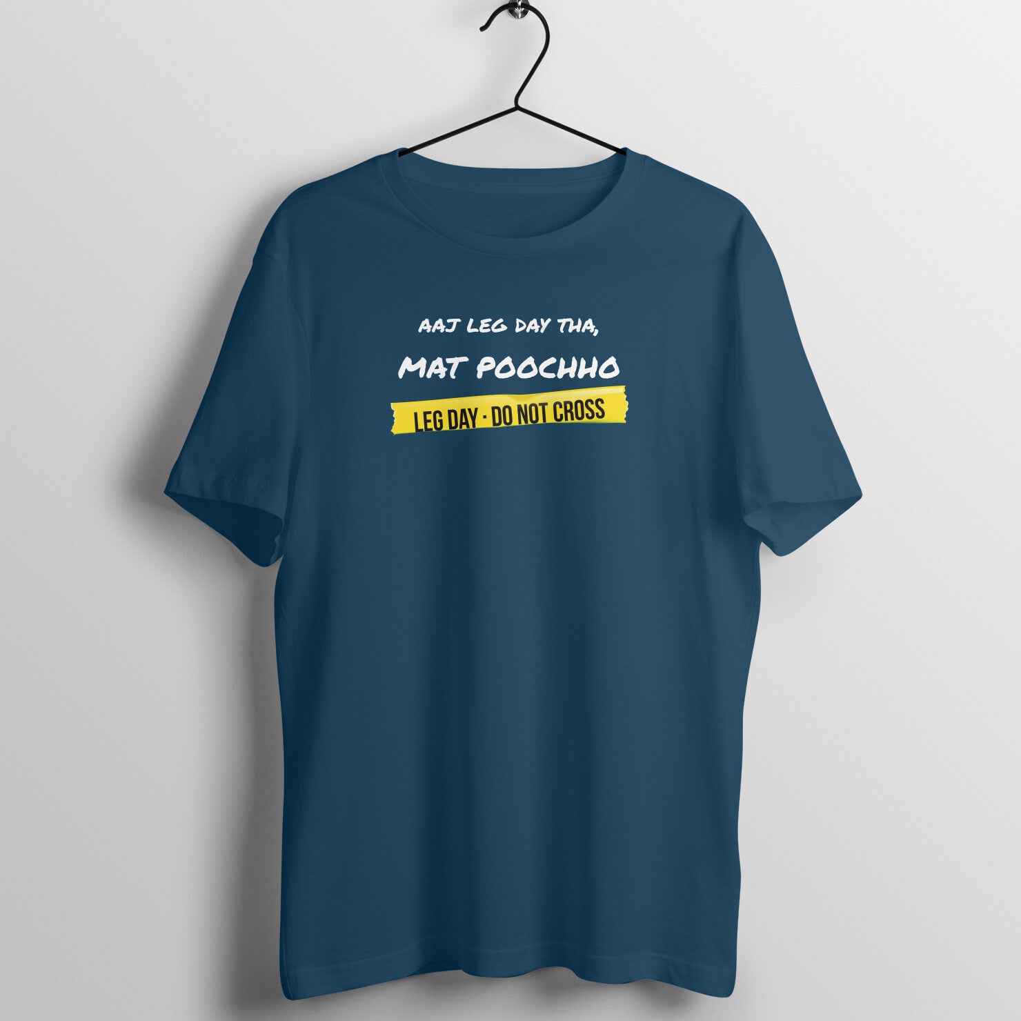 Mat Poochho box fit gym t shirt for women in Navy Blue, front view