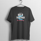 Held By Stretching box fit gym t shirt for women in Black, front view