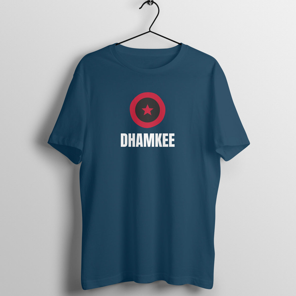 The Dhamkee Star Navy Blue gym t shirt front