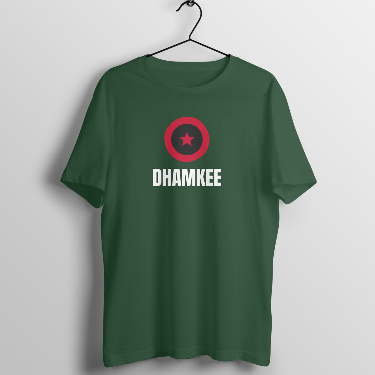 The Dhamkee Star Olive Green gym t shirt front