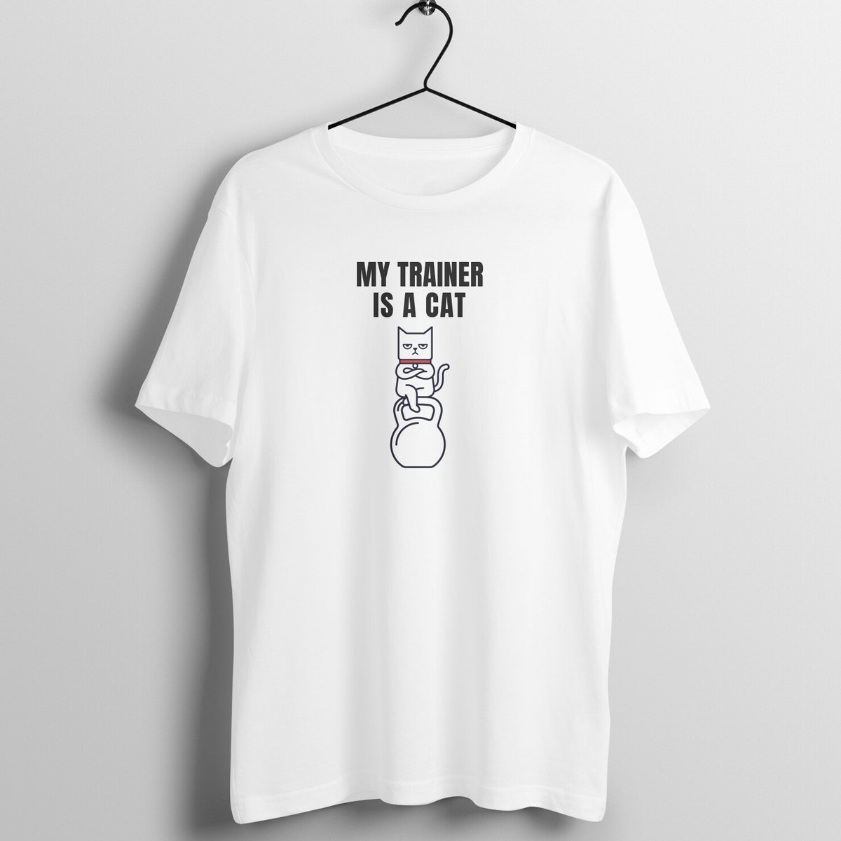 My Trainer Is A Cat White gym t shirt front