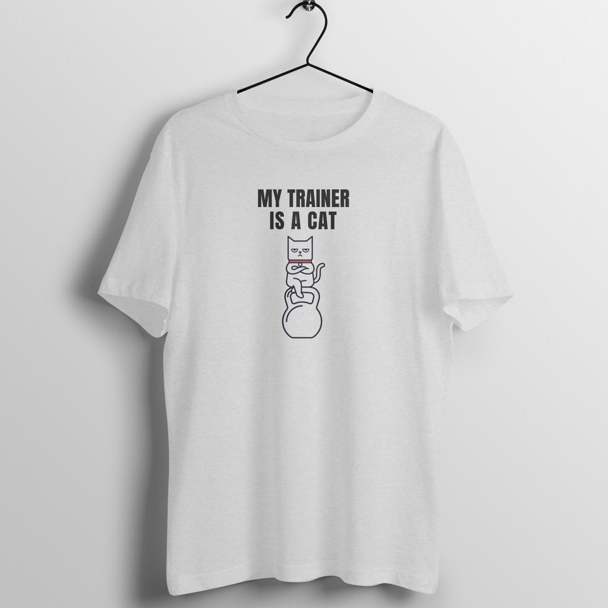 My Trainer Is A Cat Melange Grey gym t shirt front