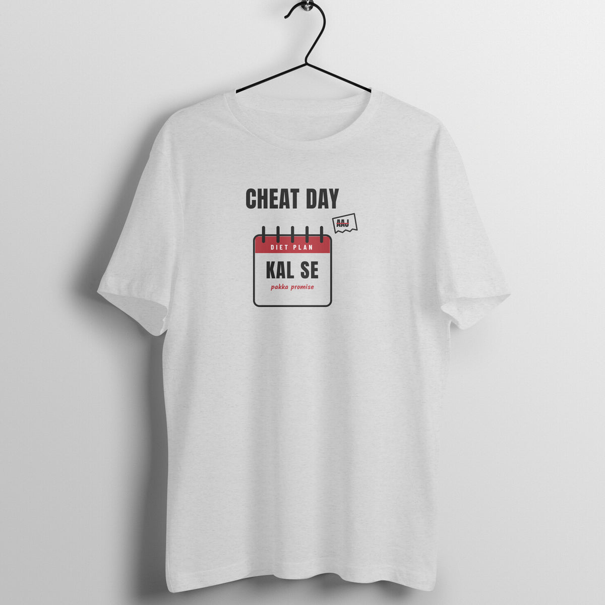 Cheat Day Kal Se Melange Grey gym t shirt front