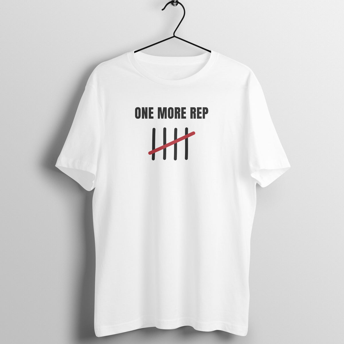 One More Rep White gym t shirt front