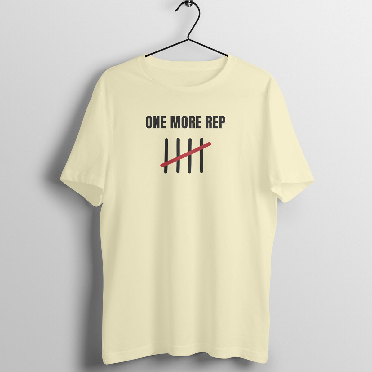 One More Rep Almond gym t shirt front