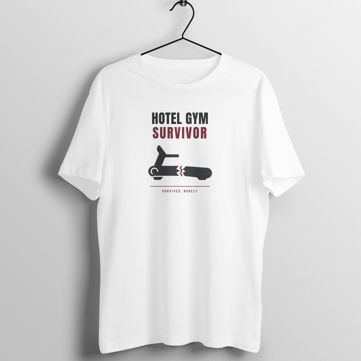 Hotel Gym Survivor White gym t shirt front