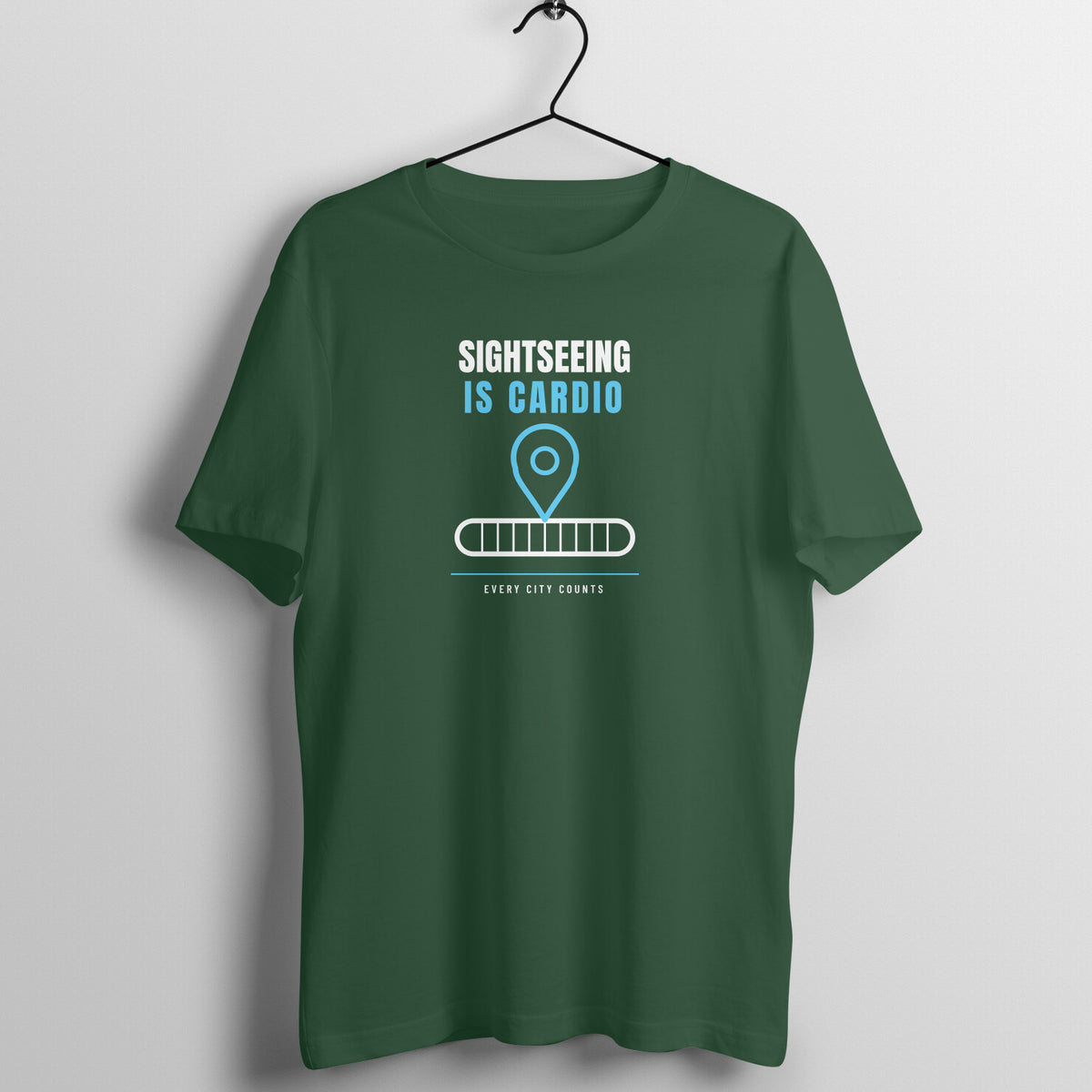 Sightseeing Is Cardio Olive Green gym t shirt front