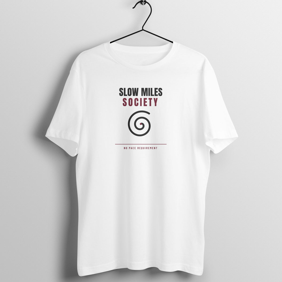 Slow Miles Society White gym t shirt front