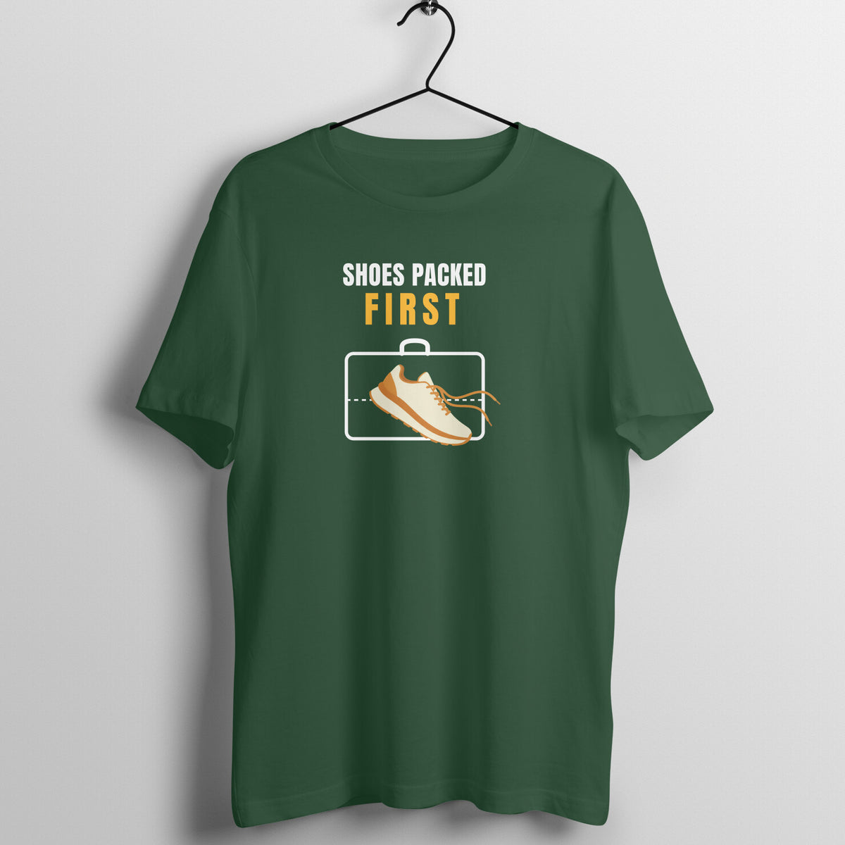 Shoes Packed First Olive Green gym t shirt front