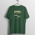 Two Dumbbells And A Dream Olive Green gym t shirt front
