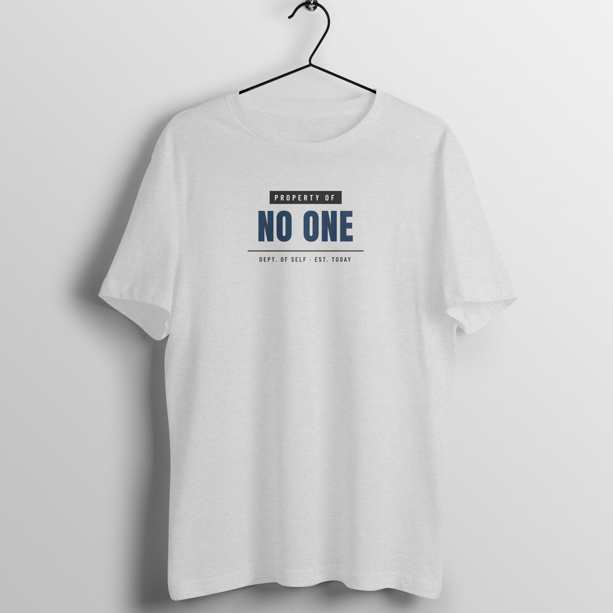 Property Of No One Melange Grey gym t shirt front