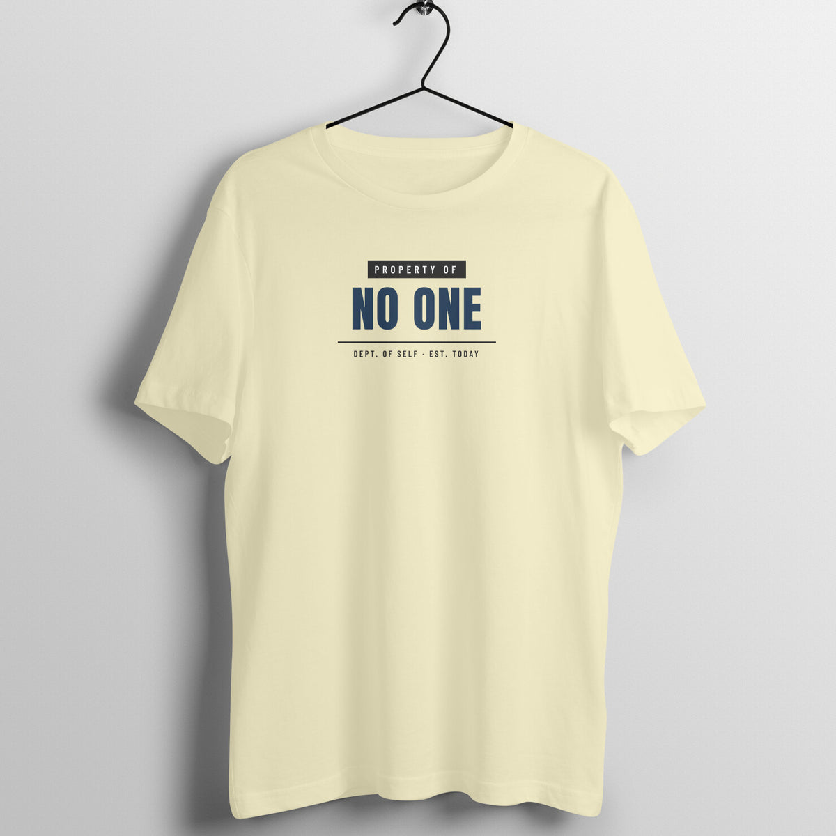 Property Of No One Almond gym t shirt front
