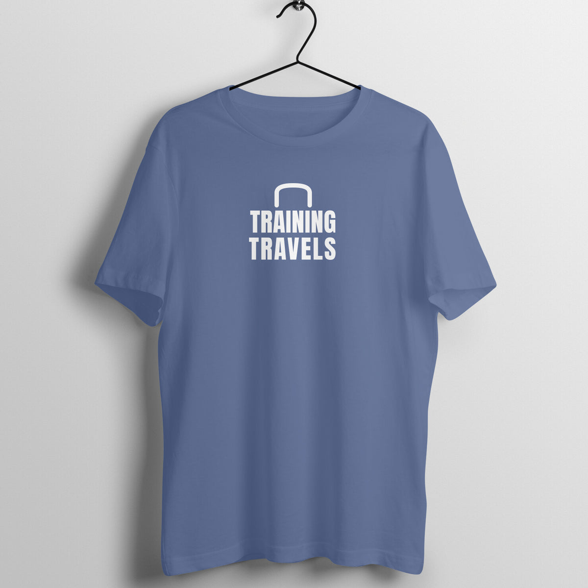 Training Travels Smoke Blue gym t shirt front