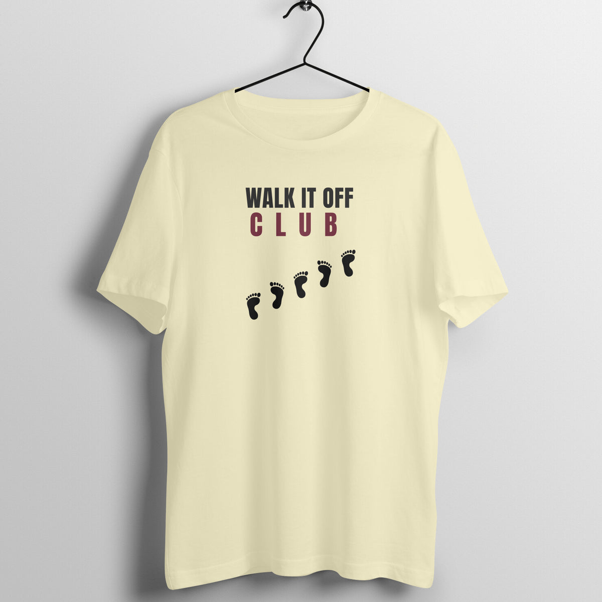 Walk It Off Club Almond gym t shirt front