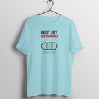 Every City Is A Treadmill Surf Blue gym t shirt front