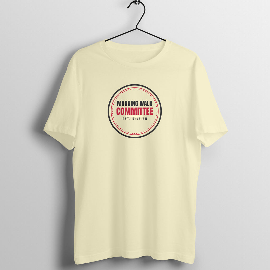 Morning Walk Committee Almond gym t shirt front