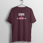 Steps Not Sets Burgundy gym t shirt front