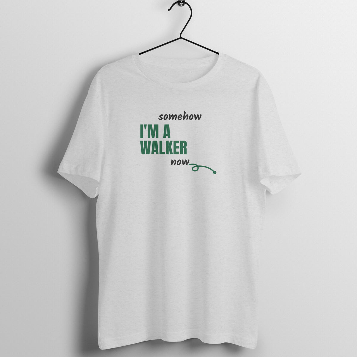 Somehow I'm A Walker Now Melange Grey gym t shirt front