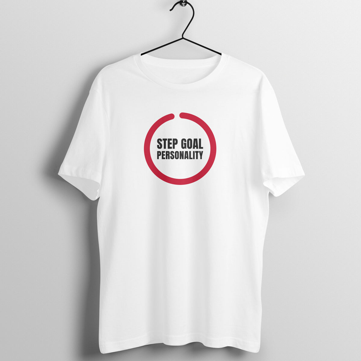 Step Goal Personality White gym t shirt front