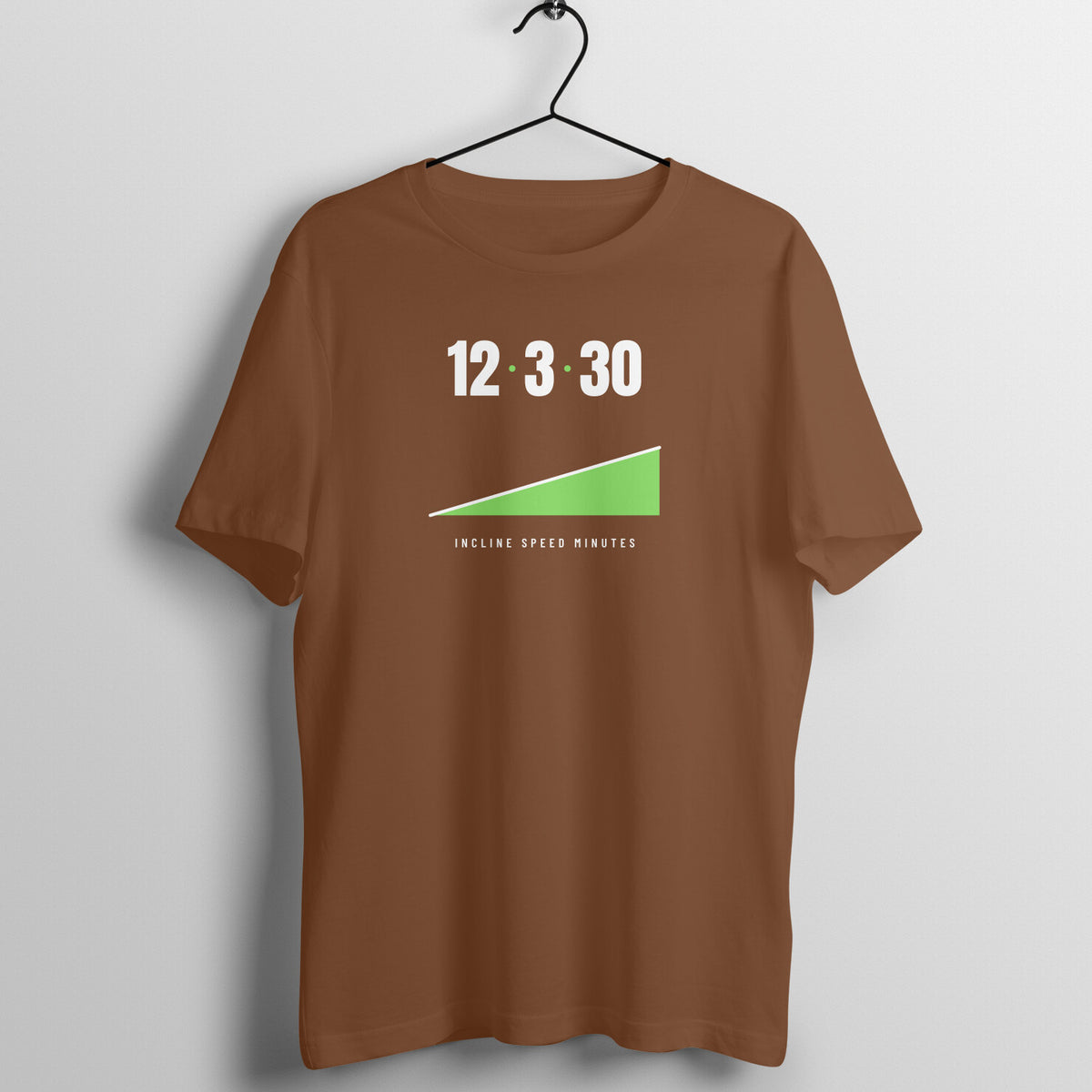 Twelve Three Thirty Coffee Brown gym t shirt front