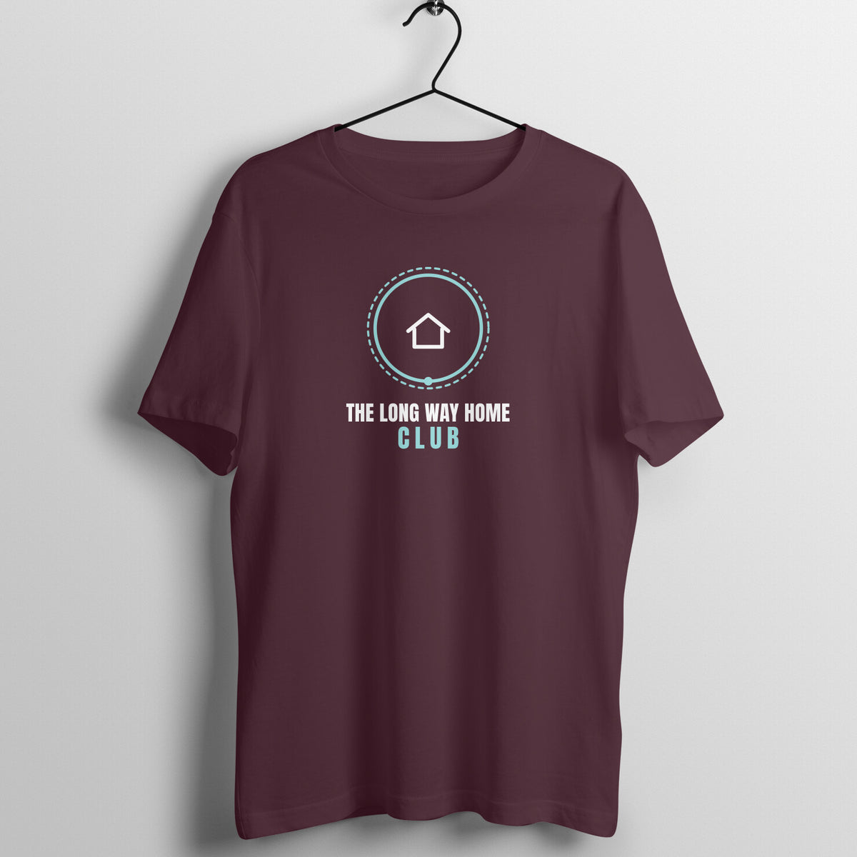 The Long Way Home Club Burgundy gym t shirt front