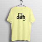 Still Counts Butter Yellow gym t shirt front