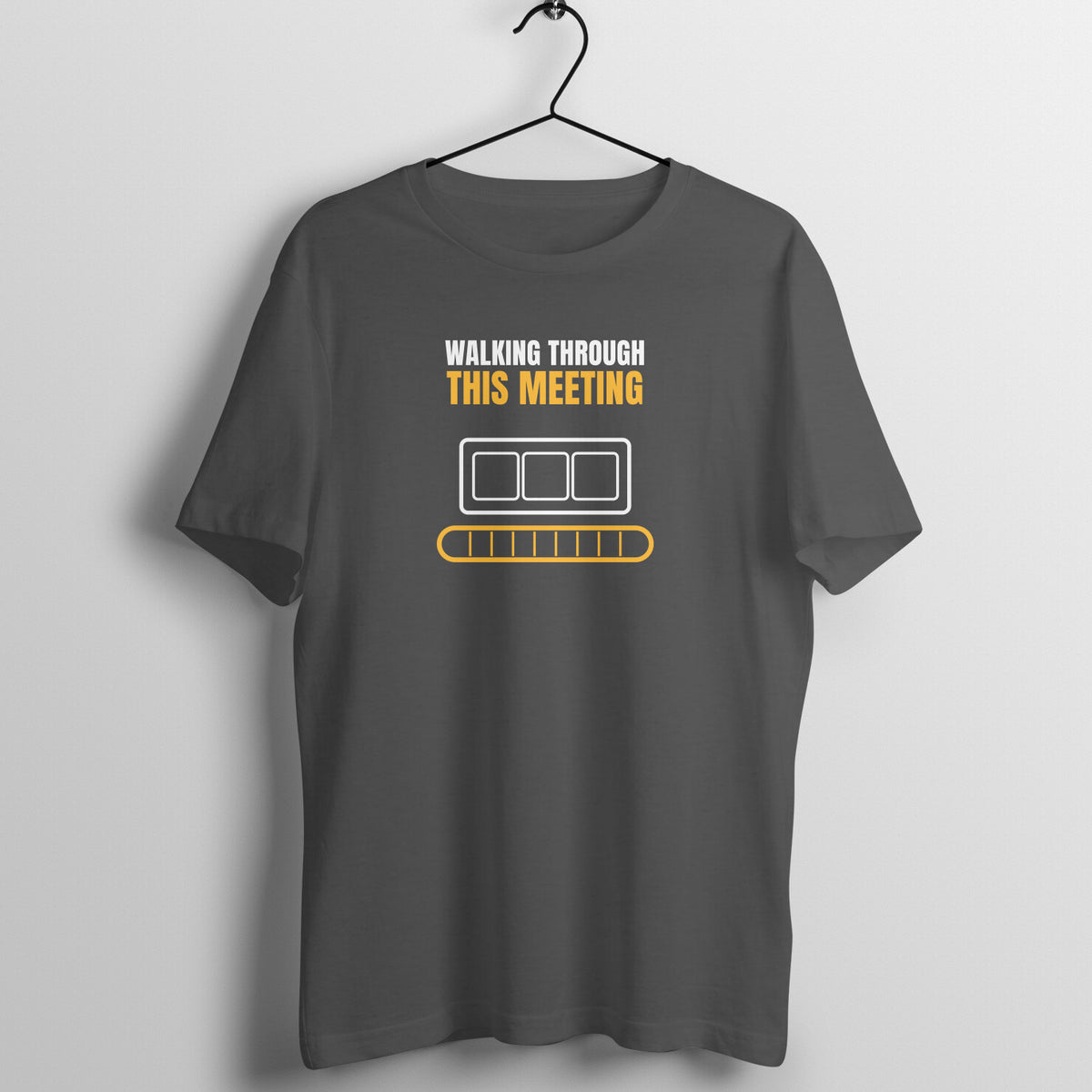 Walking Through This Meeting Charcoal Grey gym t shirt front